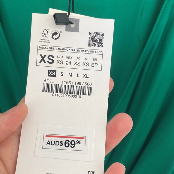 Zara satin wrap dress green sXS - Picture 4 of 5